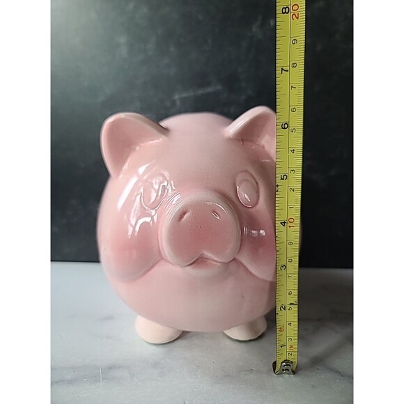 Vintage Pink Ceramic Piggy Bank, READ Description - Picture 6 of 10
